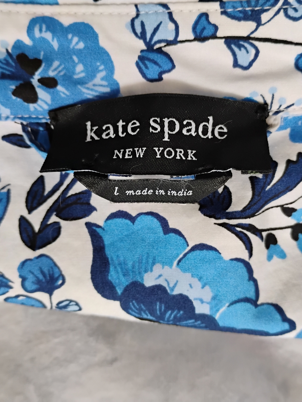 Kate Spade Peacock Floral Shirt Dress Size L - Picture 11 of 13